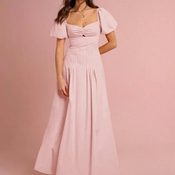 Baby Pink Elegant Women's Sweetheart Maxi Dress - Picture 3 of 6